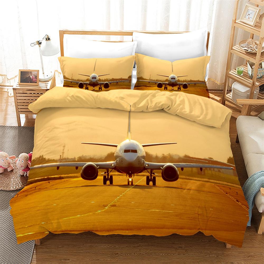 Airplane Duvet Cover Set King Queen Size for Kids Children Teens Aviation Aircraft Sky Bedding Set Polyester Comforter Cover