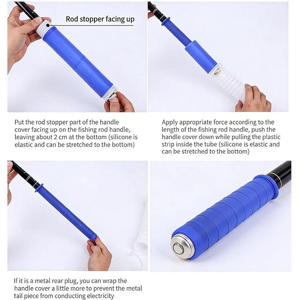 Silicone Cold Shrink Handle Cover Non-slip Grip Sleeves Hand Pole Grips  Fishing Tackle Accessories