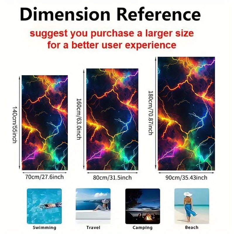 1pc Lightning Beach Towel Soft Microfiber Fabric Bath Towels Unisex Oversized Towel with Vibrant Neon Lightning Bolt Pattern for