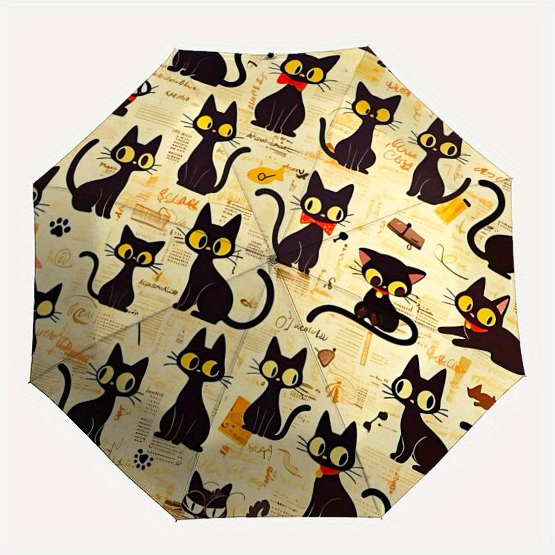 

1pc Black Cat Pattern Automatic Open/Close Umbrella, Ideal Fan Gift for Birthday, Christmas, Outdoor Essentials, Trendy Fashion y250828001