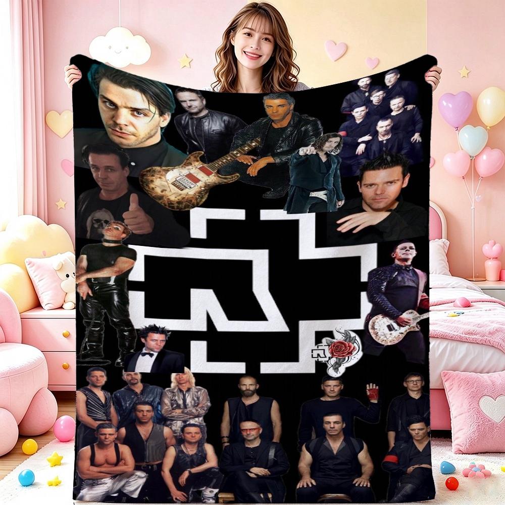 Rammstein Dark Industrial Band Portraits Theme Blanket Skinfriendly Warm Throw Blanket For Bedroom Bed Sofa Lightweight Home Decor Halloween Gift