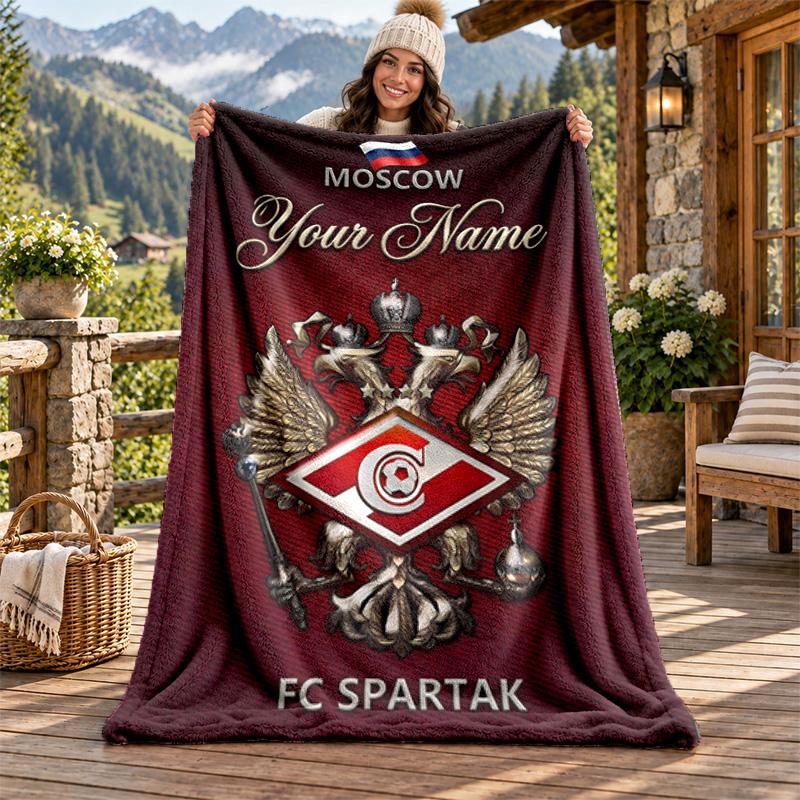 FC Spartak Moscow Custom Name Flannel Blanket Personalized Soft Warm Plush Throw Blanket Customized Gift for Family Friends