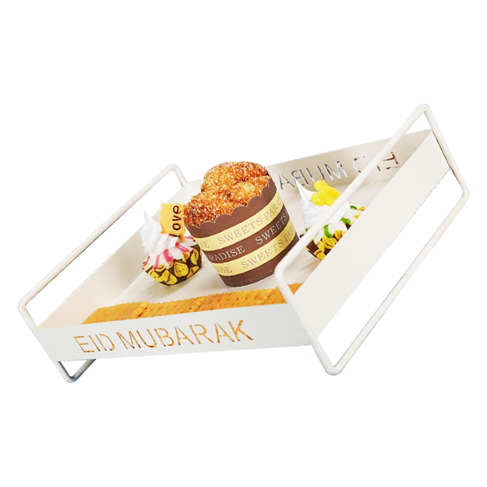 Белый поднос для сервировки в винтажном стиле с двойной ручкой — фото 3