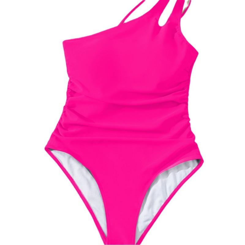Solid color single shoulder sexy high waist backless one-piece bikini swimsuit swimsuit women