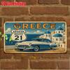 D Flat Pc Vintage Metal Sign Only for Decoration Outdoor Wall Art (  ) GREECE Aluminum Sign Retro Travel Decor