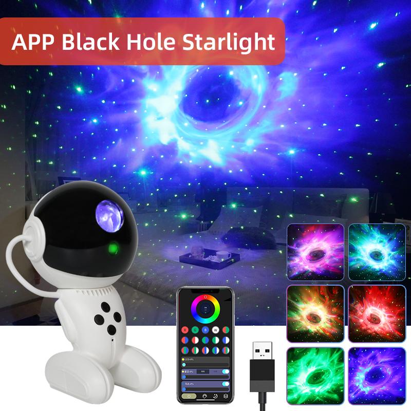 

RGBW APP Управление Астронавт Галактический Проектор Ночной Светильник с Bluetooth Динамиком Полное Небо Проектор Лампа Для Детей Подарки Украшение Спальни USB Power белый