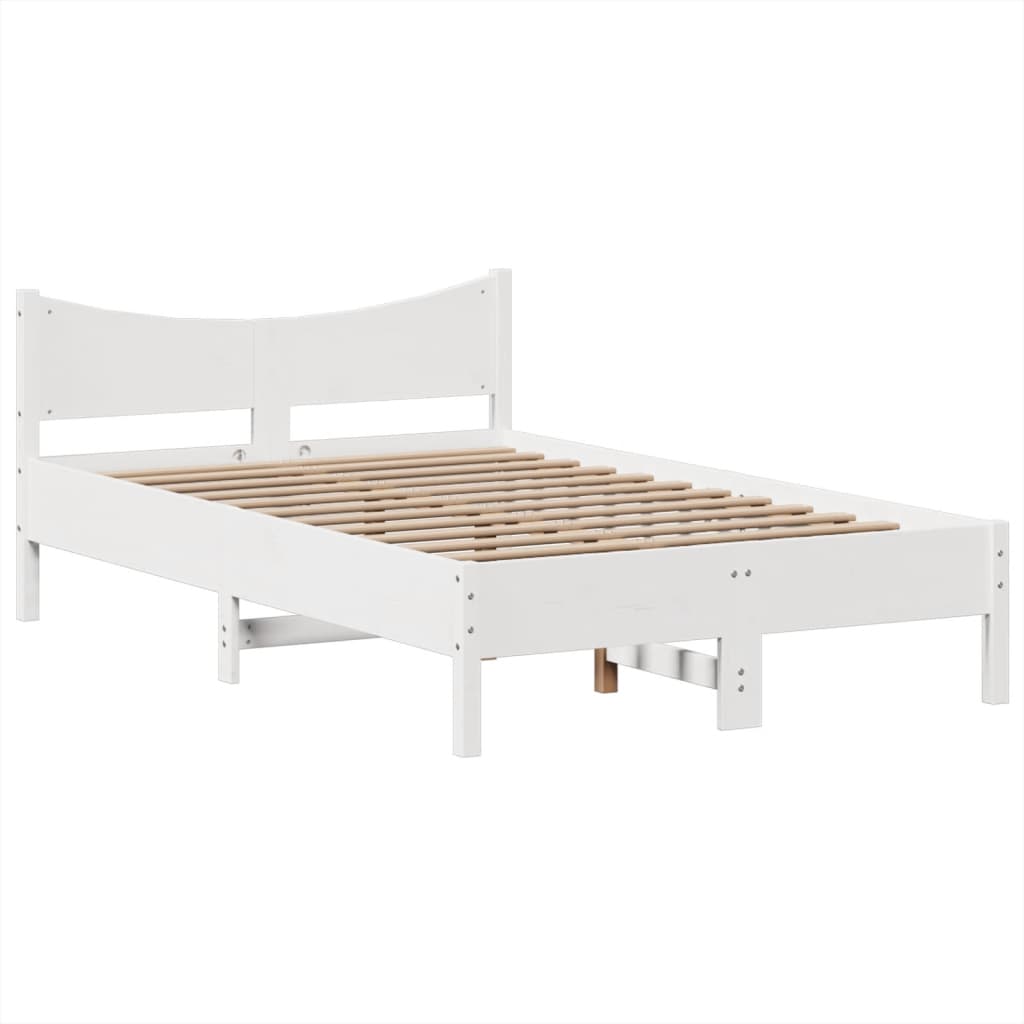 Solid Wood Bed without Mattress White 135 x 190 cm Pine Wood