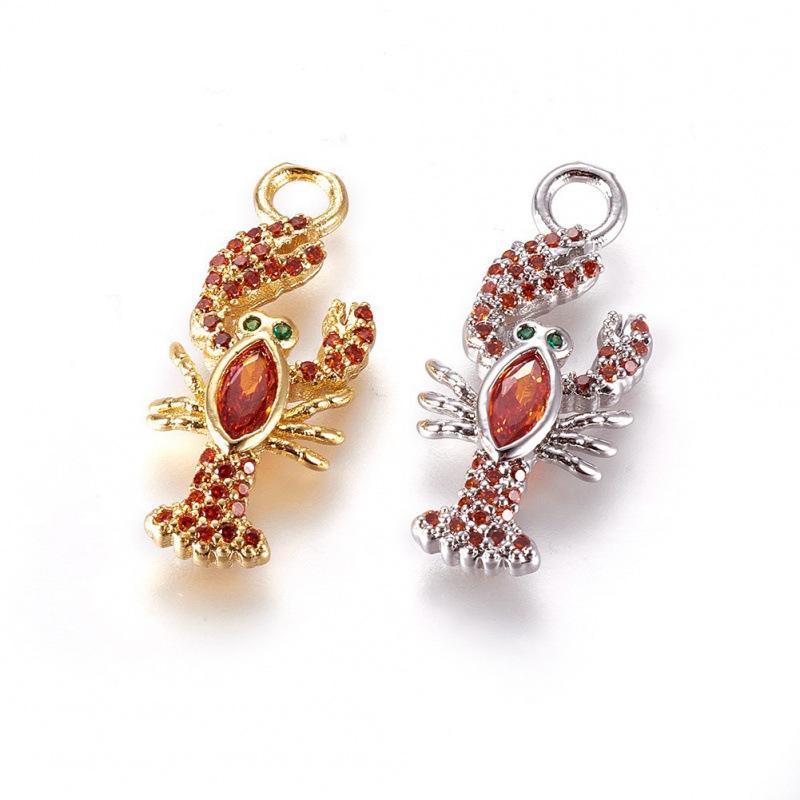 1 Piece Brass Ocean Jewelry Pendants Carp Fish Gold Plated Enamel Lucky Fish 3D Red Cubic Zirconia For DIY Necklace Making