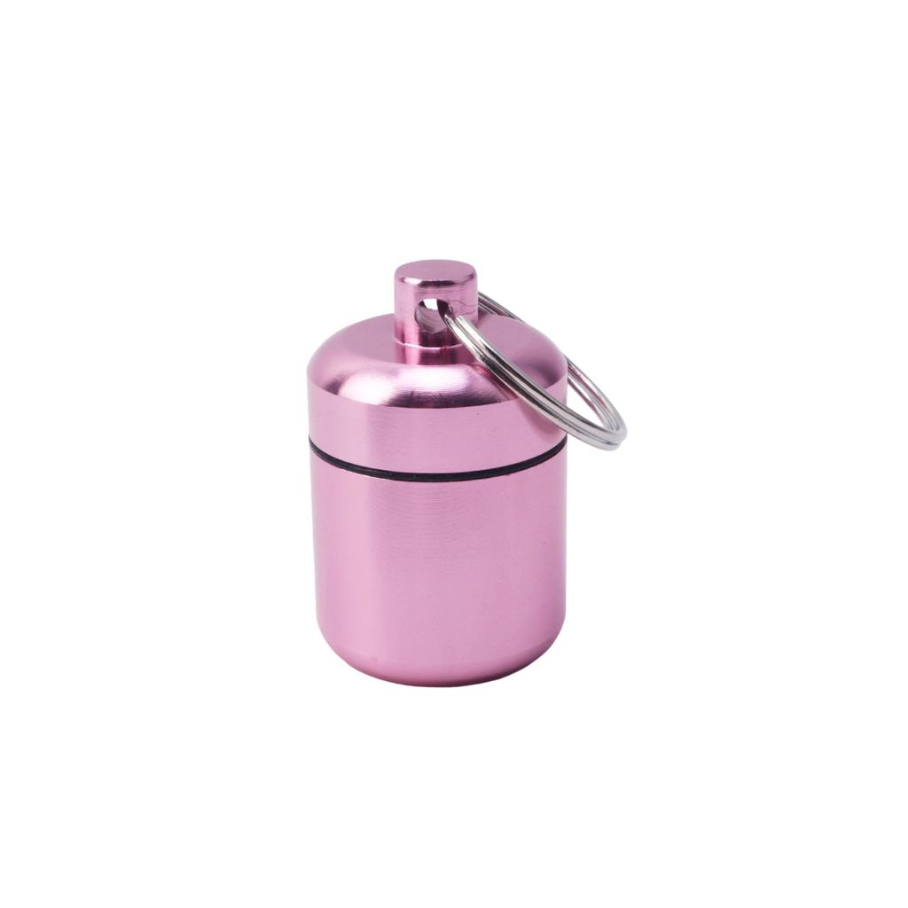 Multi Color Mini Keychain Pill Box Waterproof Aluminum Plastic Travel Pill Case For Vitamins Medication Emergency Carry