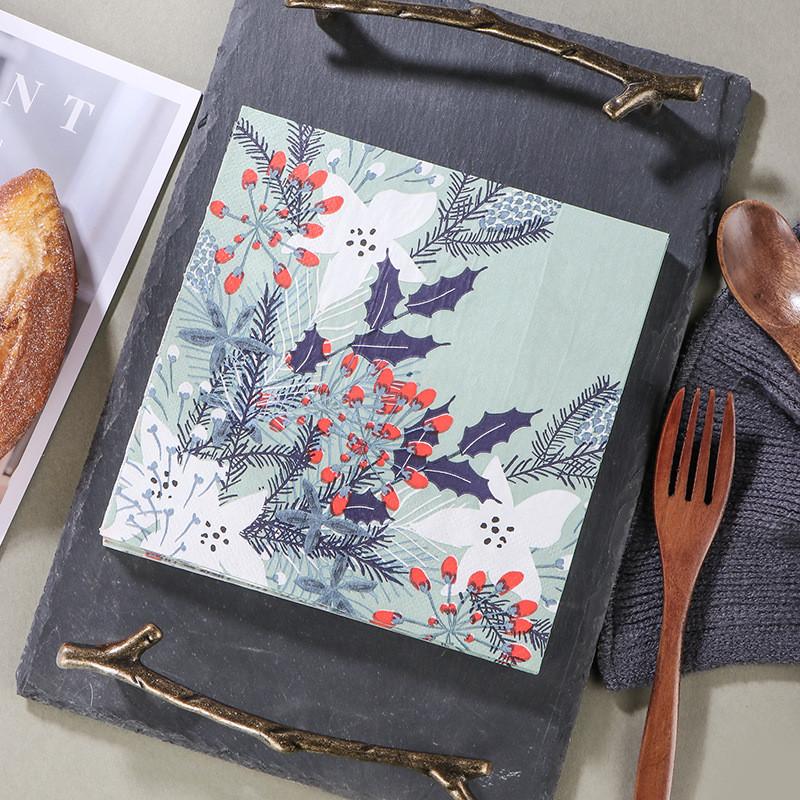 20Pcs/Lot Plant Flower Printed Disposable Paper Dinner Tableware Table Napkin Tissues Wedding Party Decoration