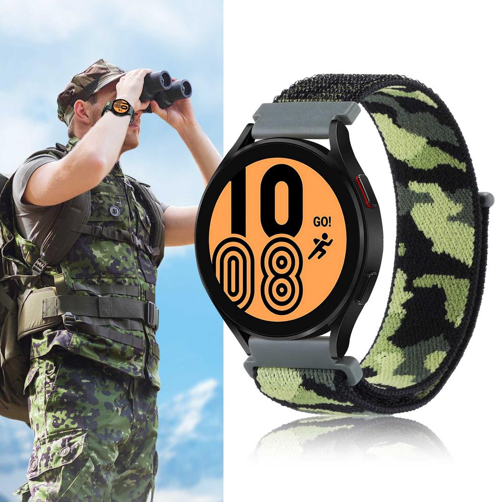For Samsung Galaxy Watch3 45mm/Huawei Watch GT 3 Pro 46mm Watch Band 22mm Camouflage Nylon Adjustable Loop Wrist Strap