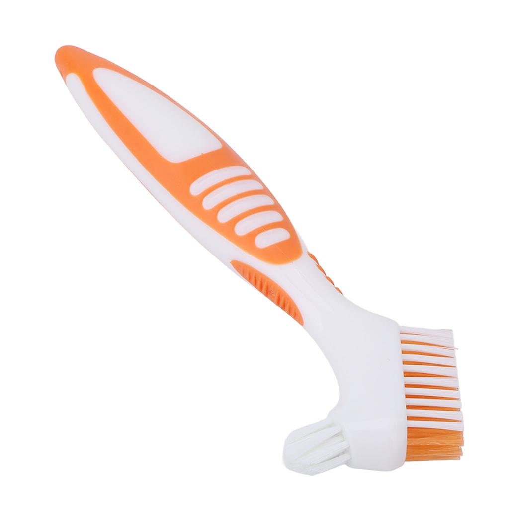 Denture Toothbrush Dual Head Safe Denture Cleaning Tools for Partial Dentures Half Dentures Complete Dentures Orange