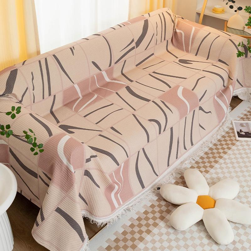 Nordischer Instagram-Stil Kratzfest Baumwolle und Leinen Sofa Handtuch Überwurf Tuch Sofabezug Vollständig bedeckt Vier Jahreszeiten Universal Sofakissen Sommer
