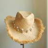 light Western Cowboy Straw hat women Natural Raffia Hats Fashion Large Brim soft straw hat Party Outdoor summer Beach Hat girl