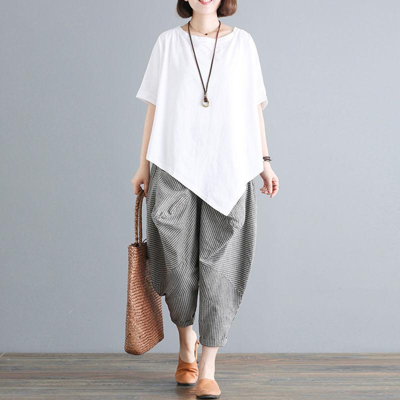 New Summer Women's Haren Pants Thin Korean Loose Bat Sleeve Stylish Summer Women's Clothing Casual