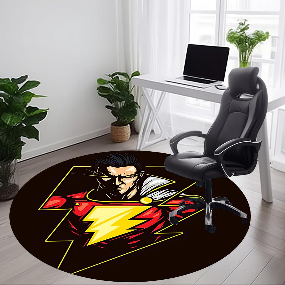 1pc Superhero Lightning Office Round Area Rug, Under Office Chairs Bedroom Living Room Home Decor, Room Deco, Available in Various Sizes
