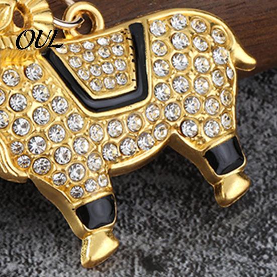 Rhinestones Inlaid Keychain Zodiac with Rhinestones, Sheep Design Bag Pendant, Chinese New Year Lucky Key Charm, Feng Shui Ornament for Car