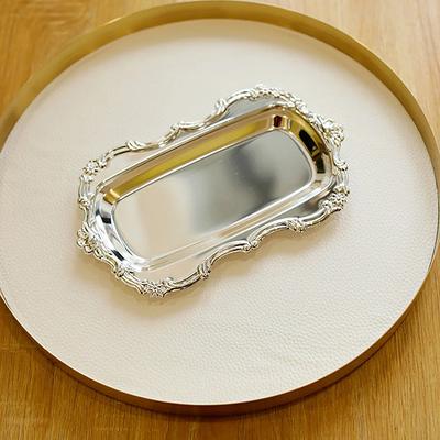 For Desserts For Dining Table Decor Jewelry Storage Organizer Snack Plate Vintage Embossed Tray Serving Platter