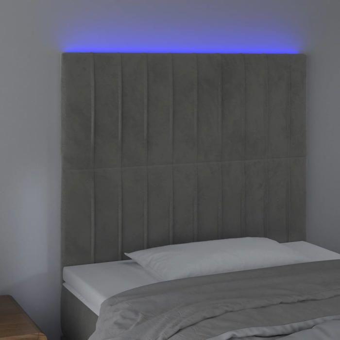 VidaXL Tête de Lit à LED Meuble de Chambre à Coucher Accessoire de Lit Simple Tête de Cadre de Lit Intérieur Gris Clair 3122704