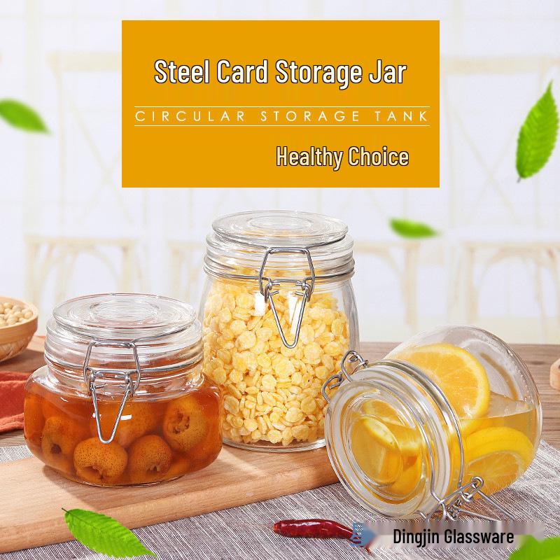 Stainless Steel Lid Glass Storage Jar for Tea, Food, Jam, and Honey