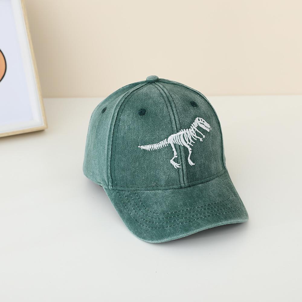 JYL TS DIY Dinosaur Skeleton Kids Cap Vintage Washed Hat Cotton