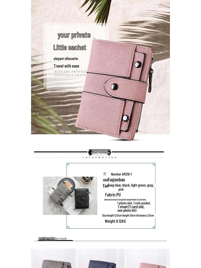 Women's Short Coin Purse: Japanese & Korean Style Multi-function Card Holder with Buckle