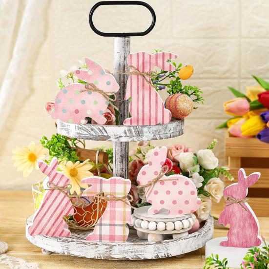 Bunny Table Sign for Easter Tiered Tray Tabletop Shelf Decor