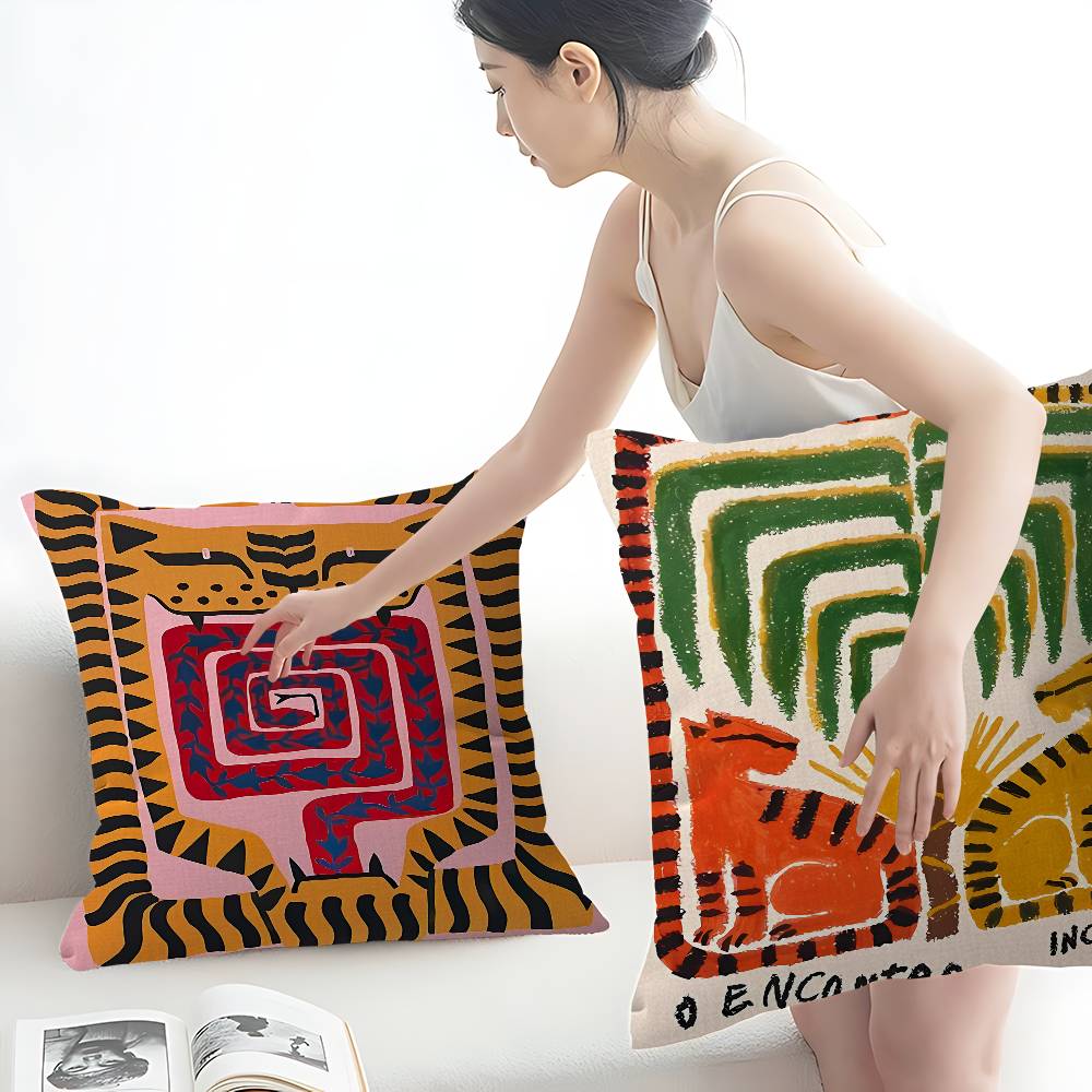 Egypt Colorful Abstract Tiger and Leopard Pillow Cushion Cover Pillowcase Living Room Sofa Home Decor Customized