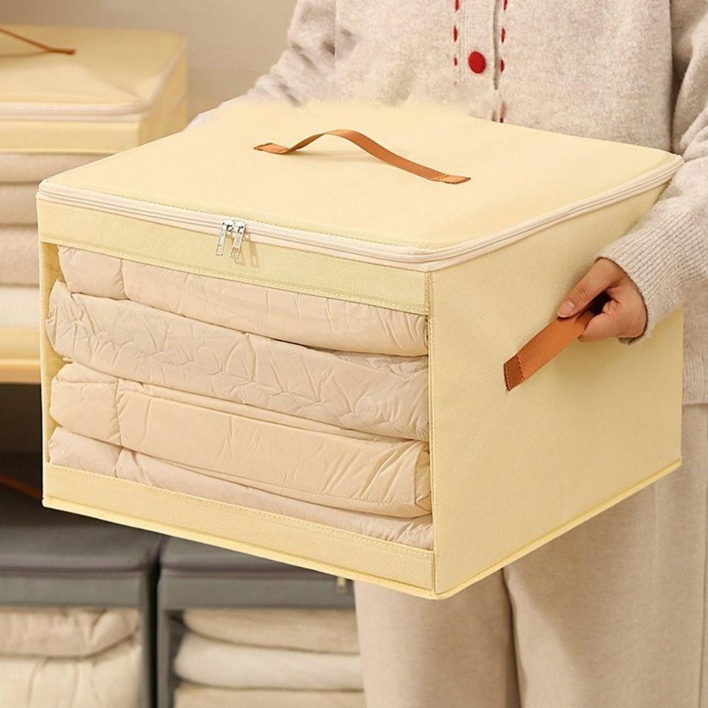Non-woven Fabric Square Storage Box Large Capacity Folding Clear View Clothes Storage Box Dust-proof Stack-able