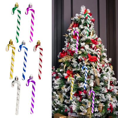 6 Stück Weihnachtsstangen-Anhänger für Baum, Fenster, Kontrastfarbe, mit Kordel zum Aufhängen, Neujahrsparty, Hotel, Büro, Heimdekoration, Ornament, Urlaub
