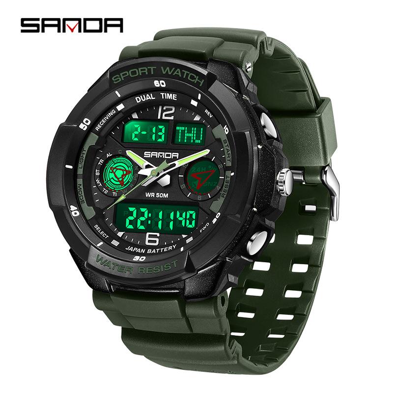 Sanda Electronic Watch: Fashionable, Versatile, Luminous, Waterproof Sports Watch for Middle School Students with Alarm Clock Function.