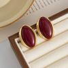 SHIXIN 1 Pair Retro Resin Acrylic Oval Stud Earrings for Women Trendy Gold Color Geometric Earrings Fashion Jewelry Accessories