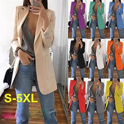 Blazer lung supradimensionat de damă ocazional cardigan jachetă haină de toamnă la modă cardigan cu mânecă lungă de culoare uni pentru birou pentru damă blazer de culoare uni plus dimensiune