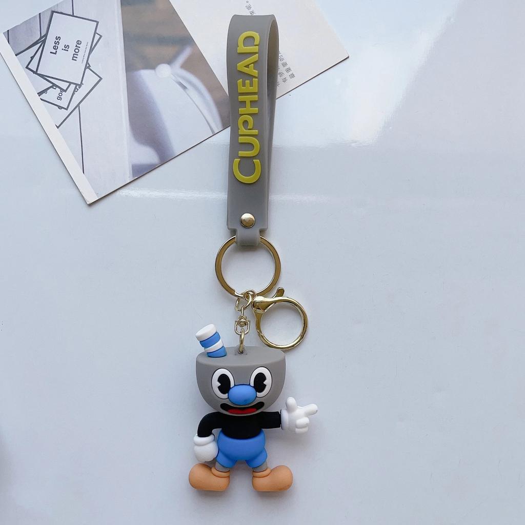 Portachiavi Cuphead Anime Cartone Animato Figure Mugman Bambola Uomo Toilette Skibidi Portachiavi Ciondolo Portachiavi Auto Giocattoli per Bambini Regali di Natale