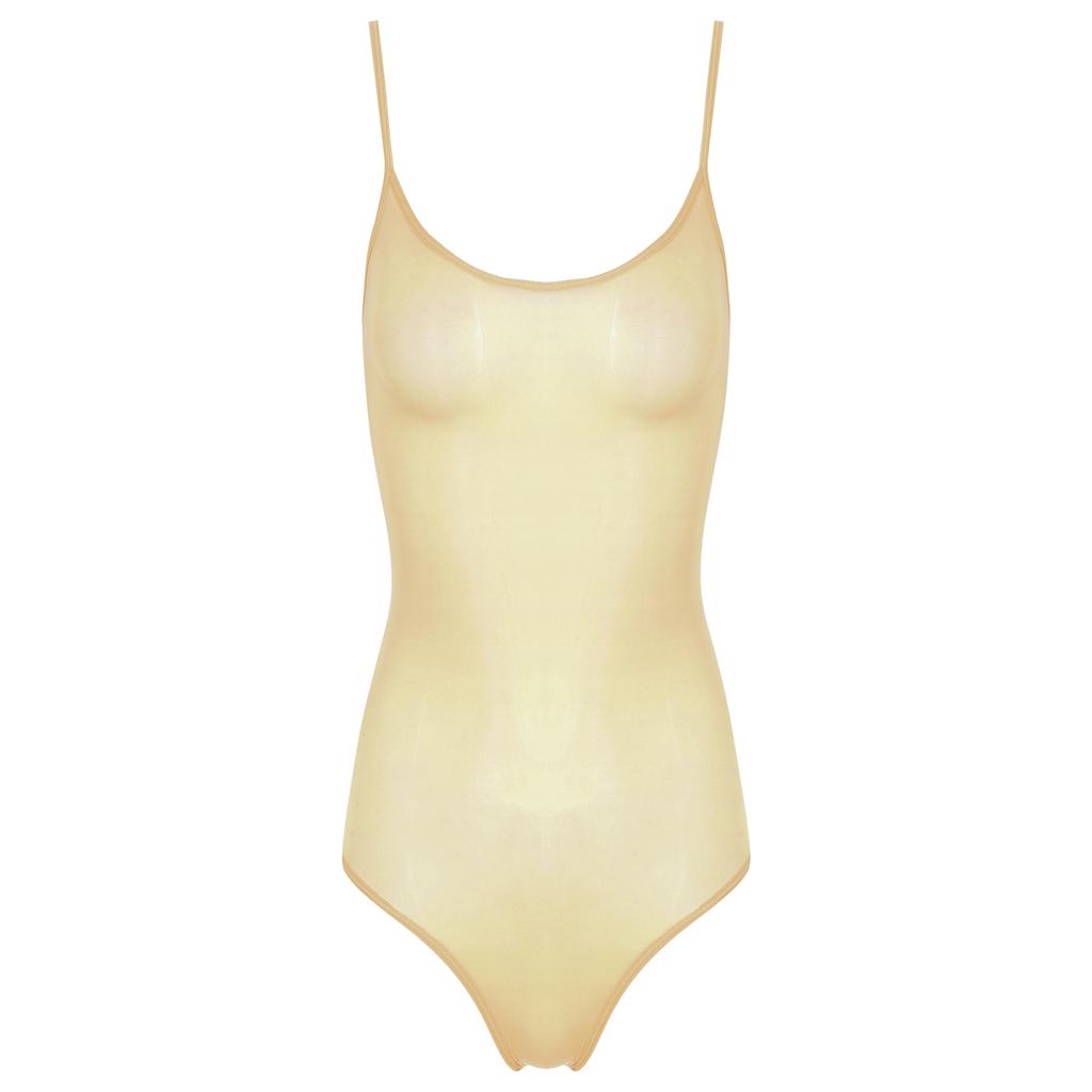 Womens Glossy Sling Bodysuit Adjustable Strap See Through Lingerie Stretchy High Cut Bodycon Lingerie