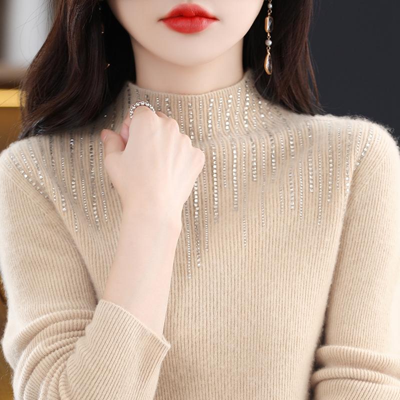 Women's Cashmere Sweater Qinghe Cashmere 30% Cashmere 70% Wool Women's Autumn and Winter Cashmere Pullover Soft and Warm