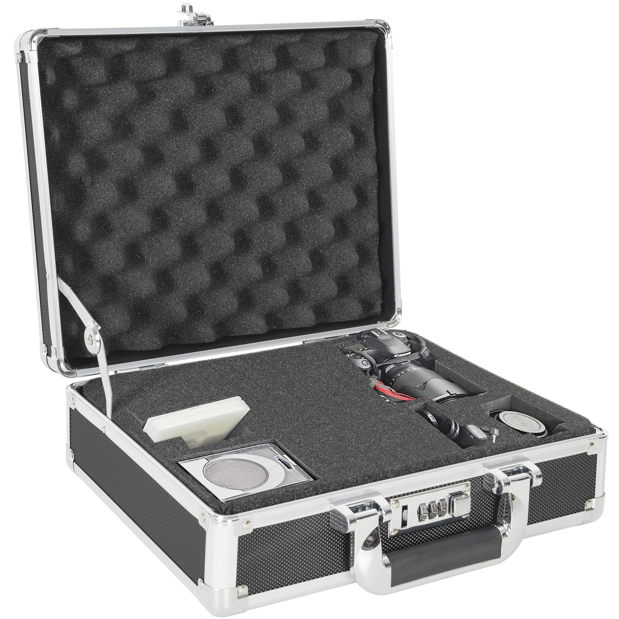 

Алюминиевый кейс для инструментов Rxakudedo с блочным наполнителем и кодовым замком для хранения инструментов 32 см Длина x Ширина x 12 см Большой защитный кейс Замок, Черный, Кейс, 26,5 см чёрный