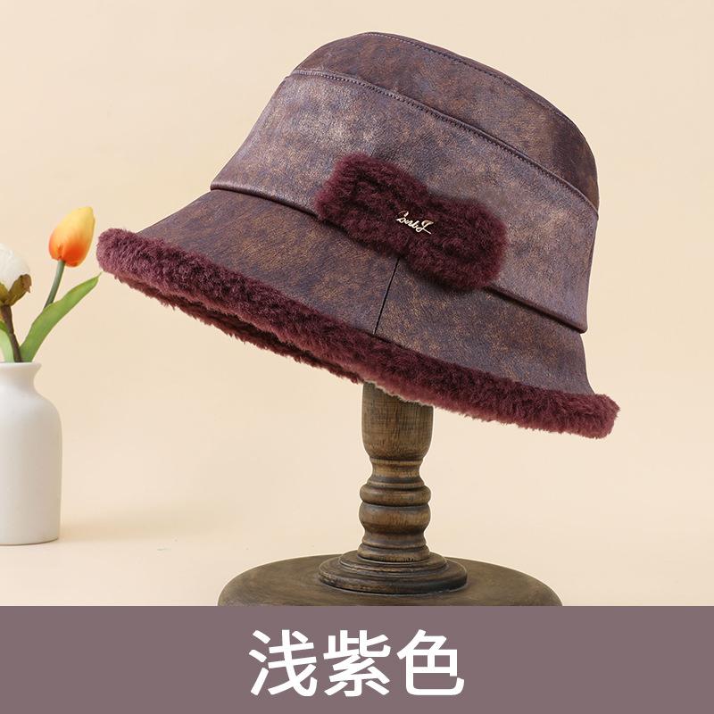 Autumn and Winter Elderly Hat Lady Mother Basin Hat Double Warm Fashion Versatile Grandma Bucket Hat