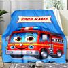 1PC Custom Name Fire Truck Adventure Outdooor Flannel Blankets Throw Blanket All-Season Throw Gift Bedspread for Couch, Bed, Camping Holiday Birthda