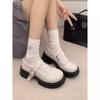 Black versatile college style platform small leather shoes women's new summer Mary Jane shoes love