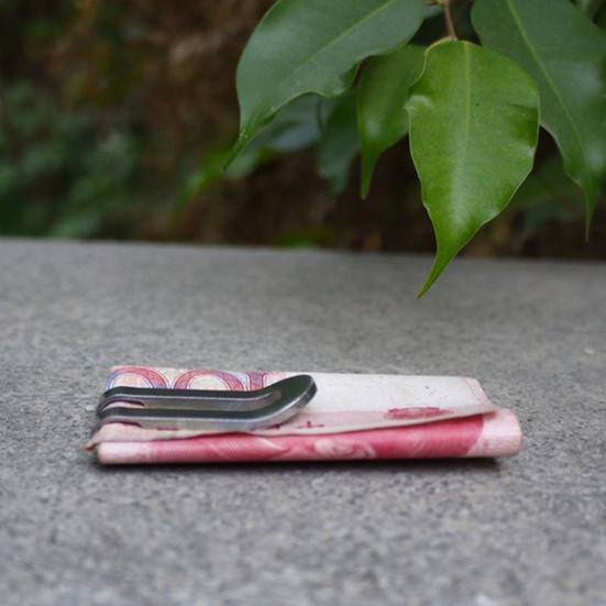 Pengeklemme multifunksjon mini rustfritt stål smal lommebok Minimalistisk karabinkroker