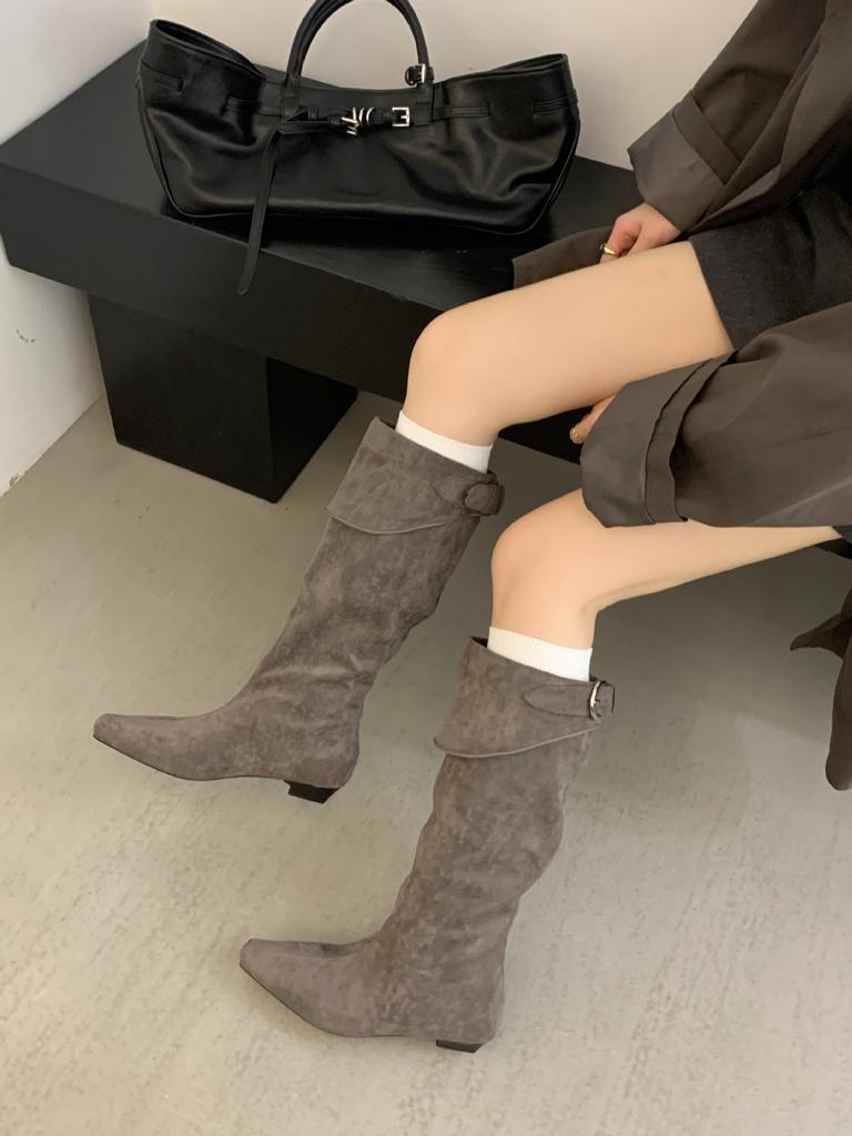 Autumn Suede Fashion Boots Women's 2025 New Versatile Retro Slim But Knee High Knight Boots Boots Boots