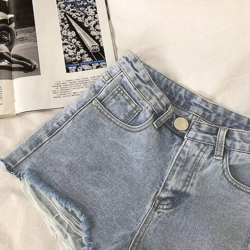 Úzké Módní Univerzální Džíny Dámské Letní Tenké Volné Široké Roztrhané Děravé Pytlovina Vysoký Pas Tenké A-line Super Krátké Kalhoty Pod