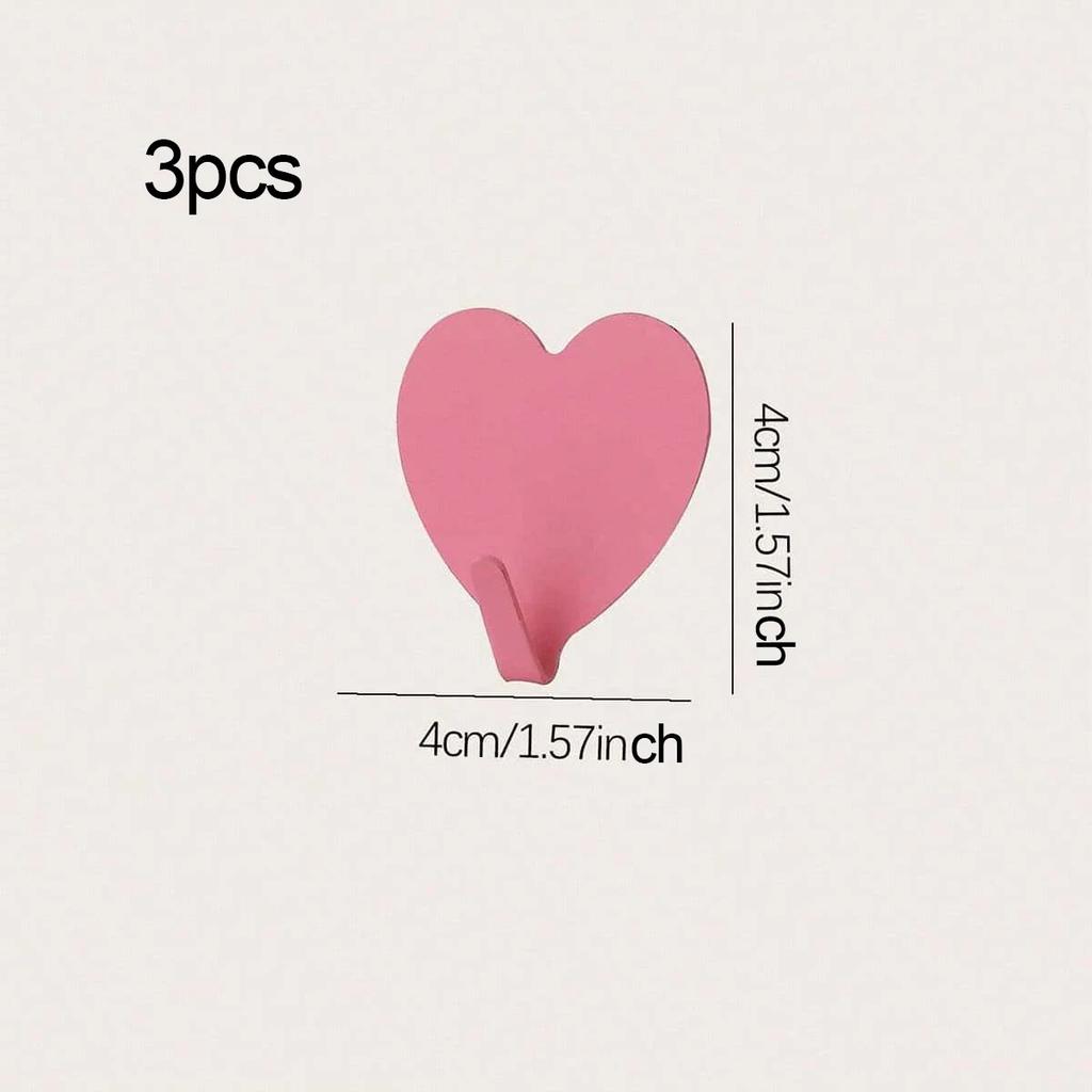 Japanese Hooks Heart Shape Key Hook Stainless Steel Sticky Holder Self Adhesive Wall Sticker Holder Child Room Decor