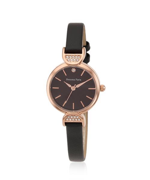 [Renoma Watch] Renoma Watch Women s Leather Band Watch Black RE580BK none