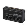 4 Channel Line Mixer Mini Sound Mixer DC 12V Easy Operation Audio Mixer Ultra Low Noise 4 Input 1 Output with Power Adapter