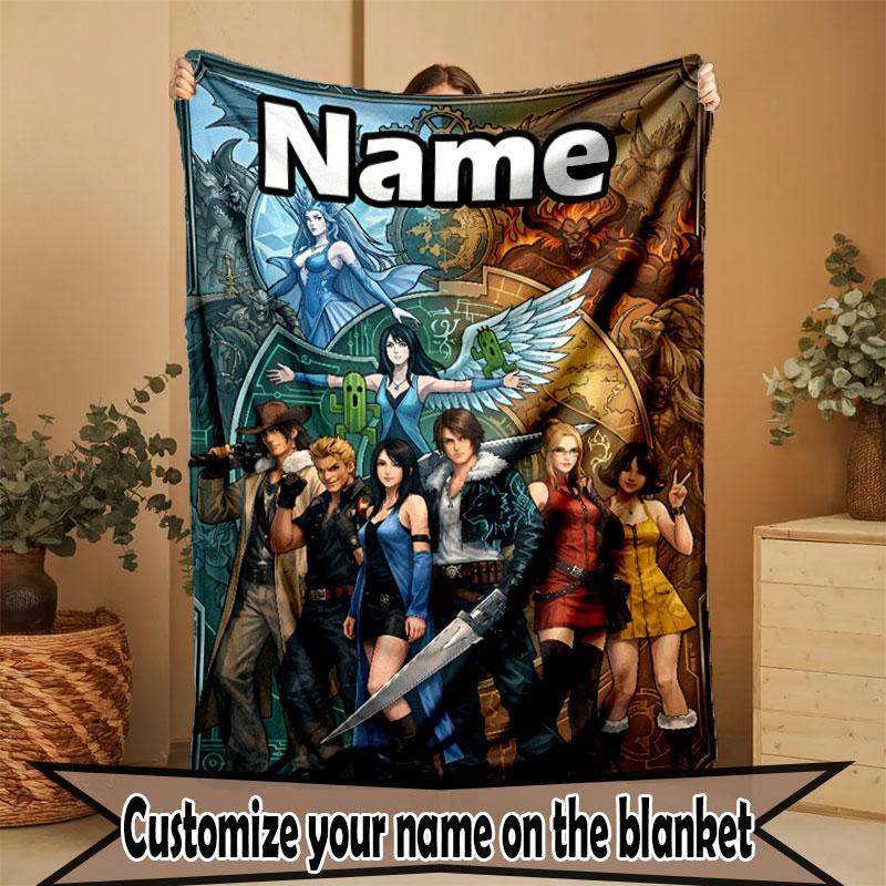 Custom Name Personalized Final Fantasy Print Blanket, Home Decor, Bedroom, Sofa, Camping, Couch, Gifts for Birthday Christmas