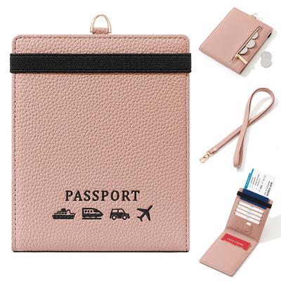 Husă pașaport RenLianyi cu protecție anti-skimming, 2 huse pașaport elegante pentru drăguț și ține 4 pașapoarte, din PU premium, perfectă pentru internațional, roz