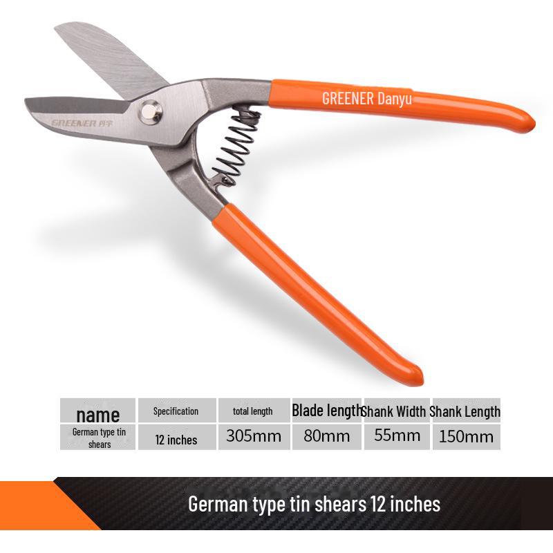 Green Forest Metal Cutting Scissors: Steel, Tin, Iron, German-American Design