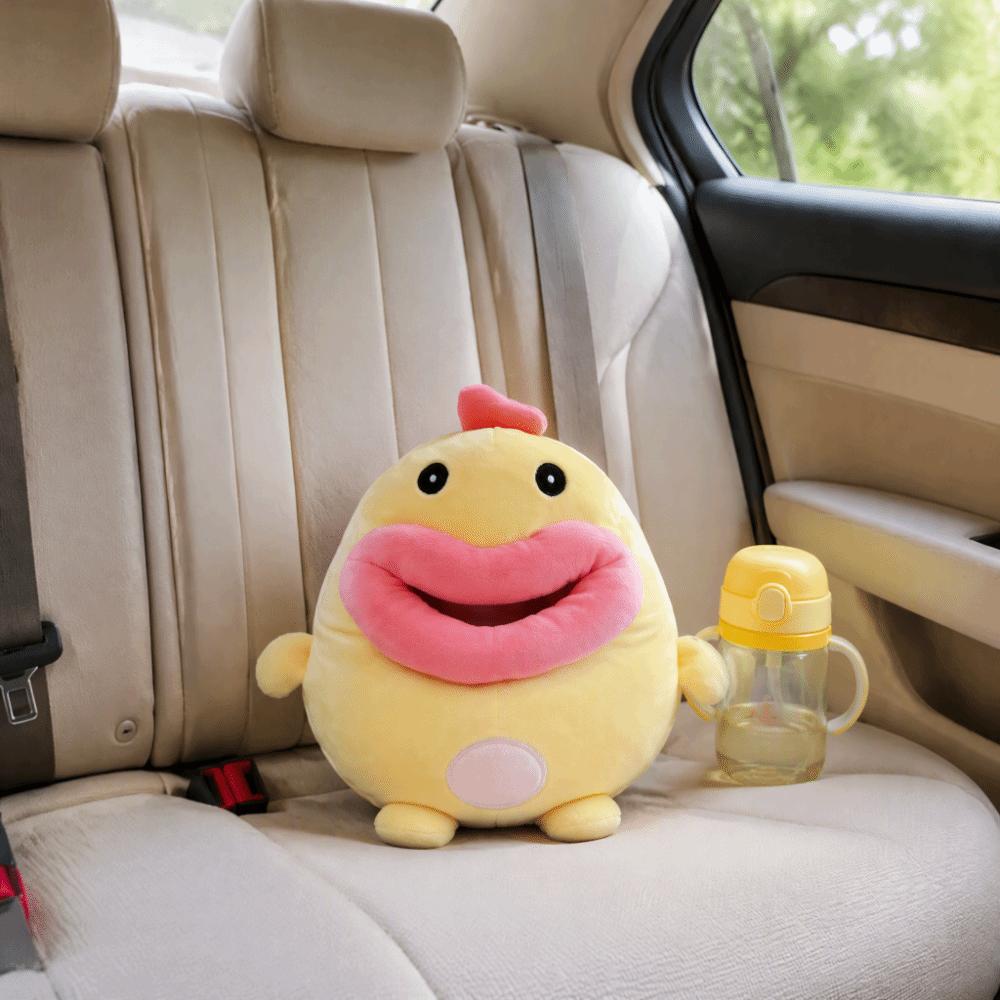 Yellow Plush Tissue Dispenser 22 x 22 x 4cm Seatback Napkin Holder Cartoon Tissue Box Car Interior